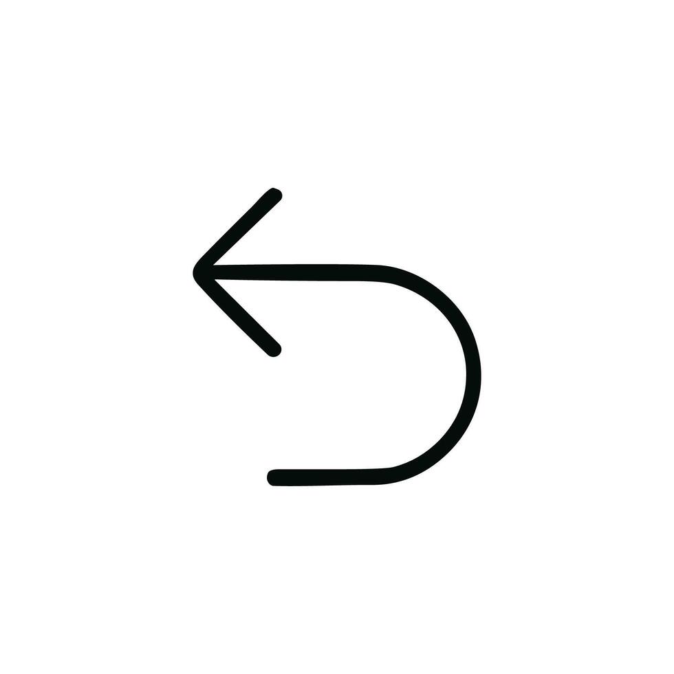 Minimalist Outline Back Curved Arrow Sign Icon Symbol Direction vector