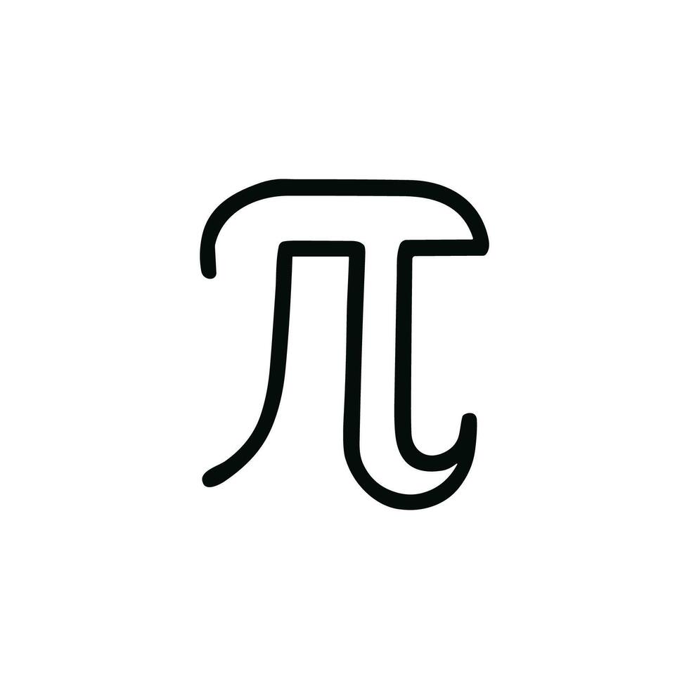 Simple Outline Mathematical Constant Pi Symbol Isolated Glyph Icon vector