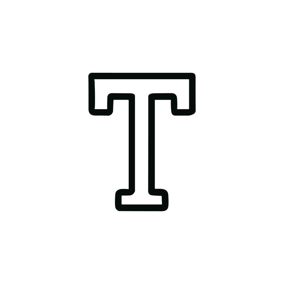 Simple Outline Letter T Initial Typography Educational Alphabet Icon vector