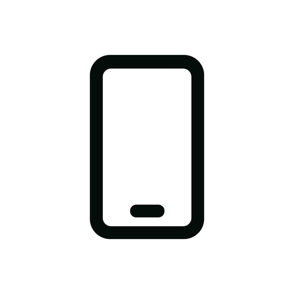 Simple Outline Mobile Phone Rounded Corner Button Minimalist Style Icon vector