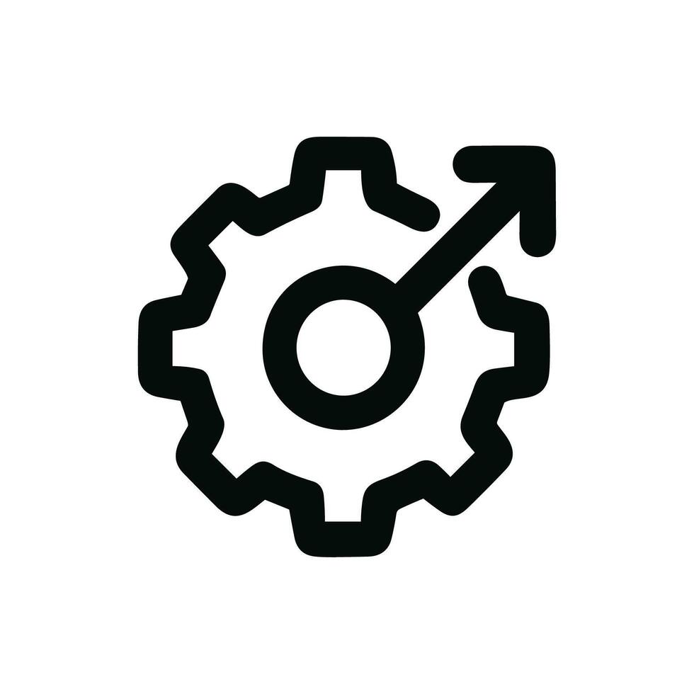 Outline Simple Gear Male Sign Process Improvement Progress Icon Symbol vector