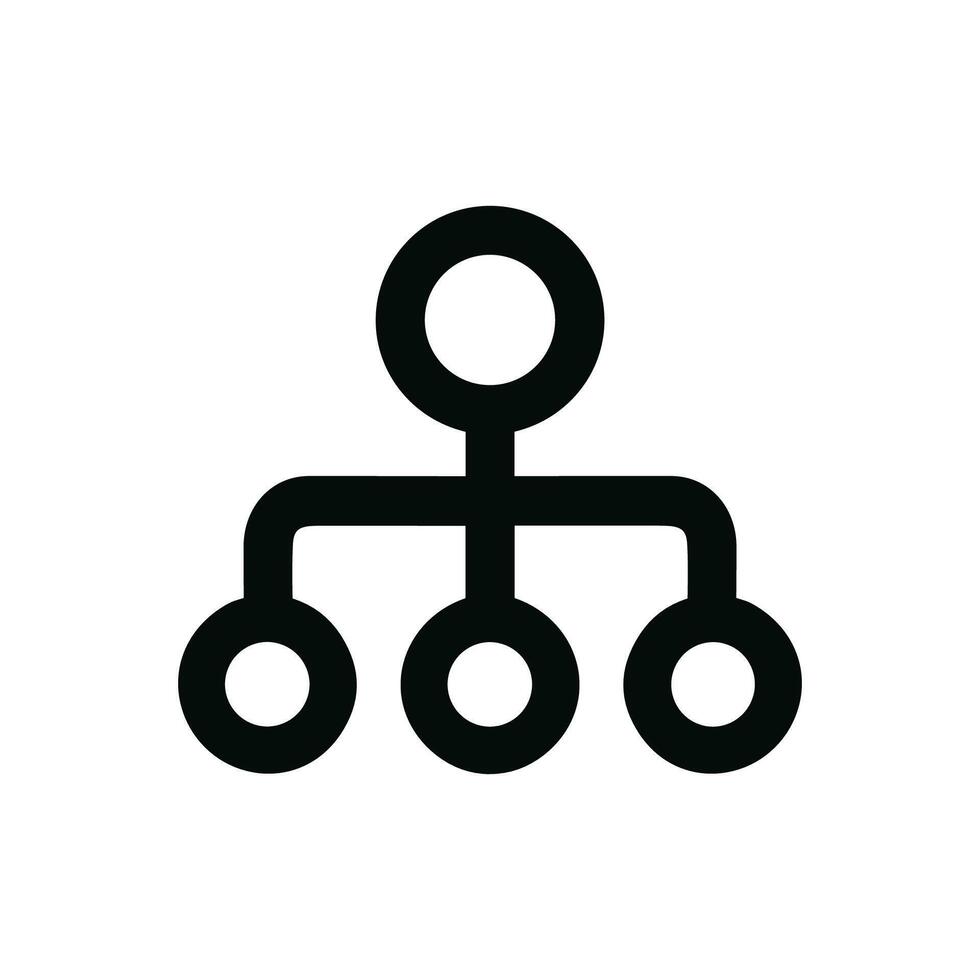 Minimalist Outline Hierarchy Diagram Organization Structure Connection Circle Node Element Icon vector