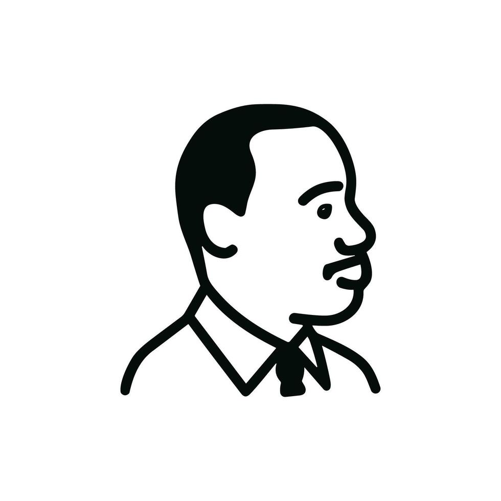Simple Outline Dignified Man Head Profile Minimalist Line Art Illustration vector