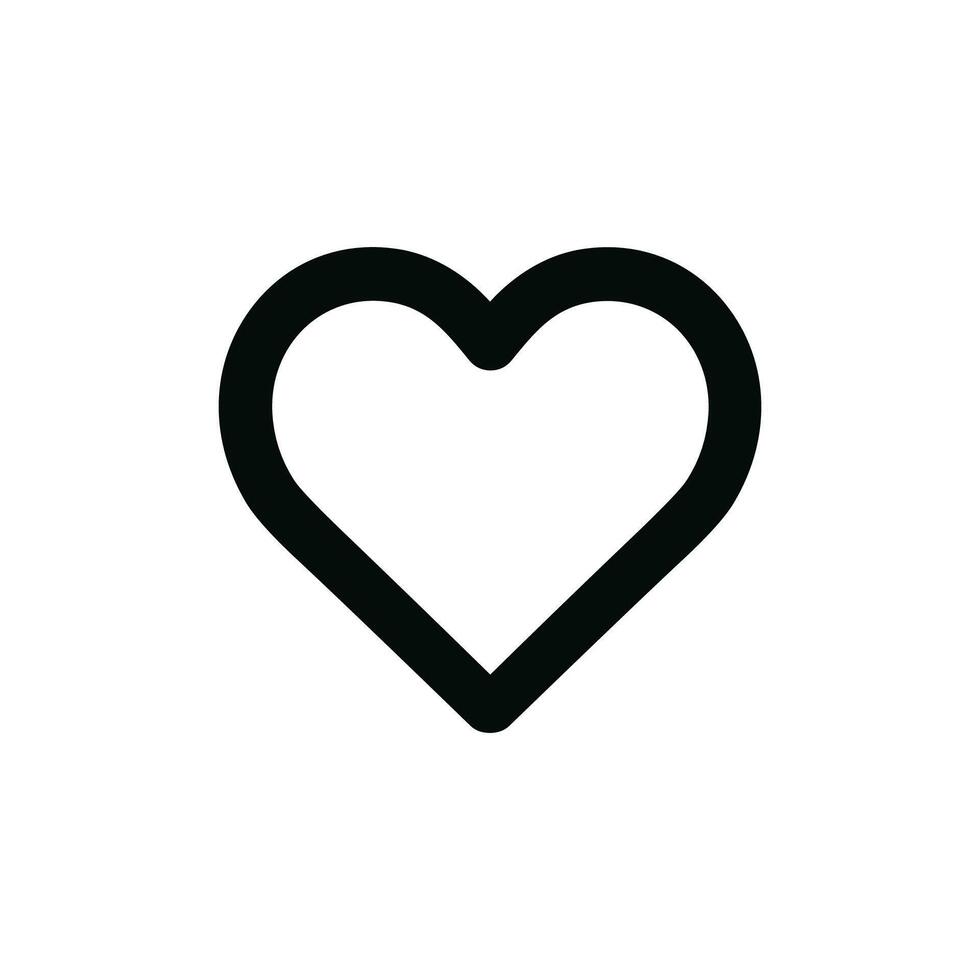 Simple Line Art Heart Shape Outline Symbol Valentine's Day Icon vector
