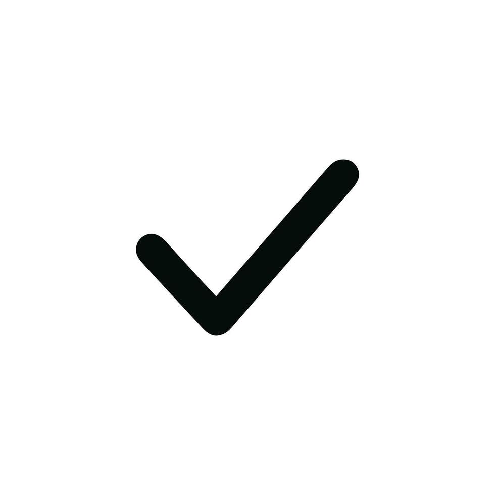 Simple Handdrawn Rounded Tick Mark Check Sign Shape Icon vector