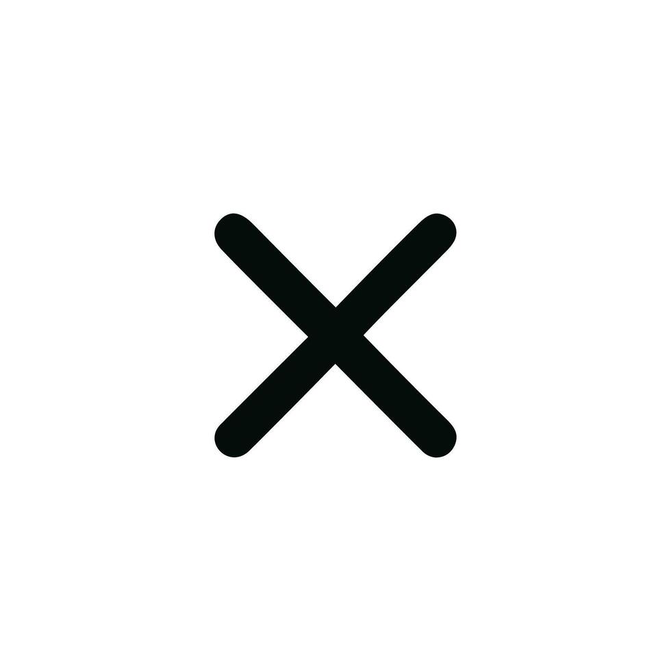 Simple Rounded Line X Shape Symbol Sign Icon Element vector