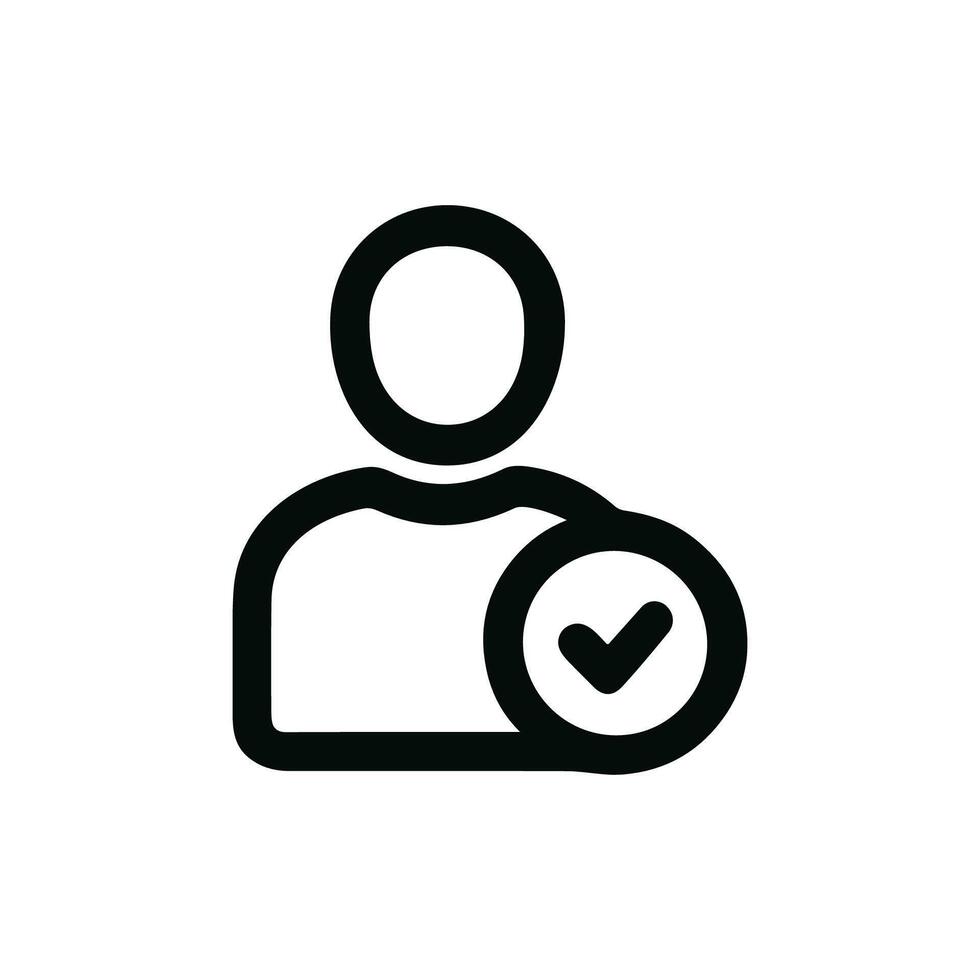 Simple Outline User Account with Checkmark Sign Shape Icon Graphic vector