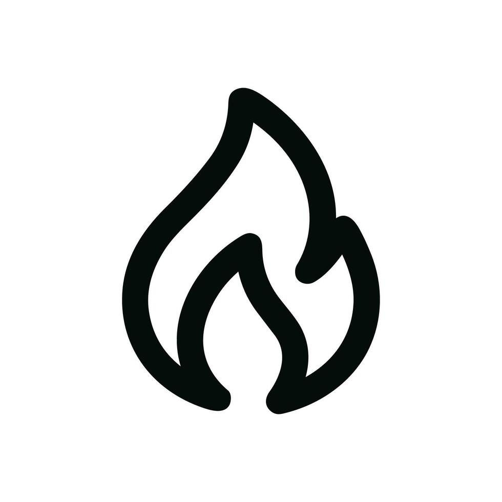 Simple Outline Bold Fire Flame Shape Graphic Line Icon vector