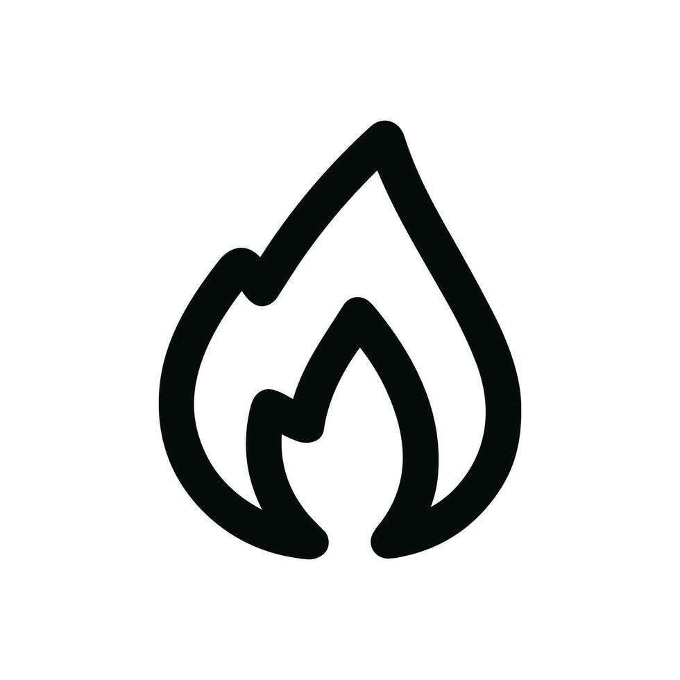 Minimalist Outline Fire Flame Icon Design Element on Isolated Background vector