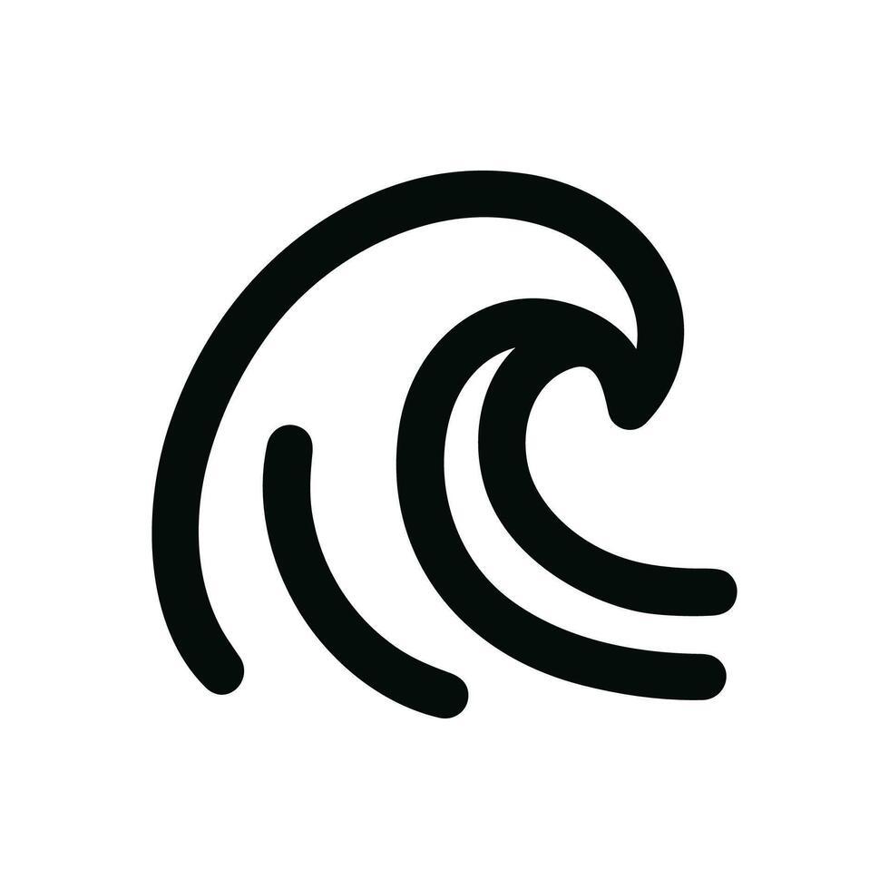 Minimalist Line Art Wave Illustration, Black Line on White Background, Icon vector