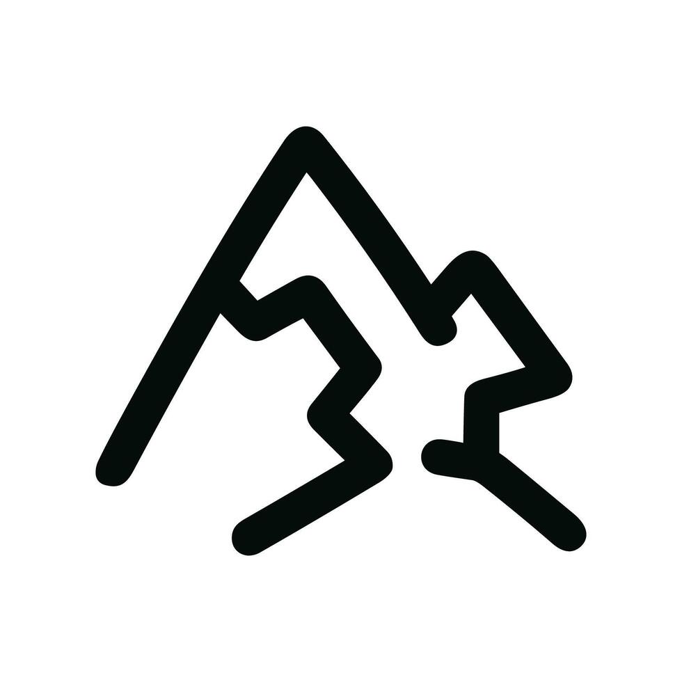 Outline Minimalist Mountain Peak Line Drawing Simple Shape Icon vector