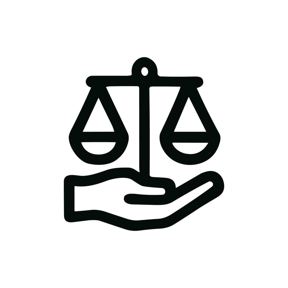 Outline Simple Hand with Scale Symbol of Justice Legal Icon vector