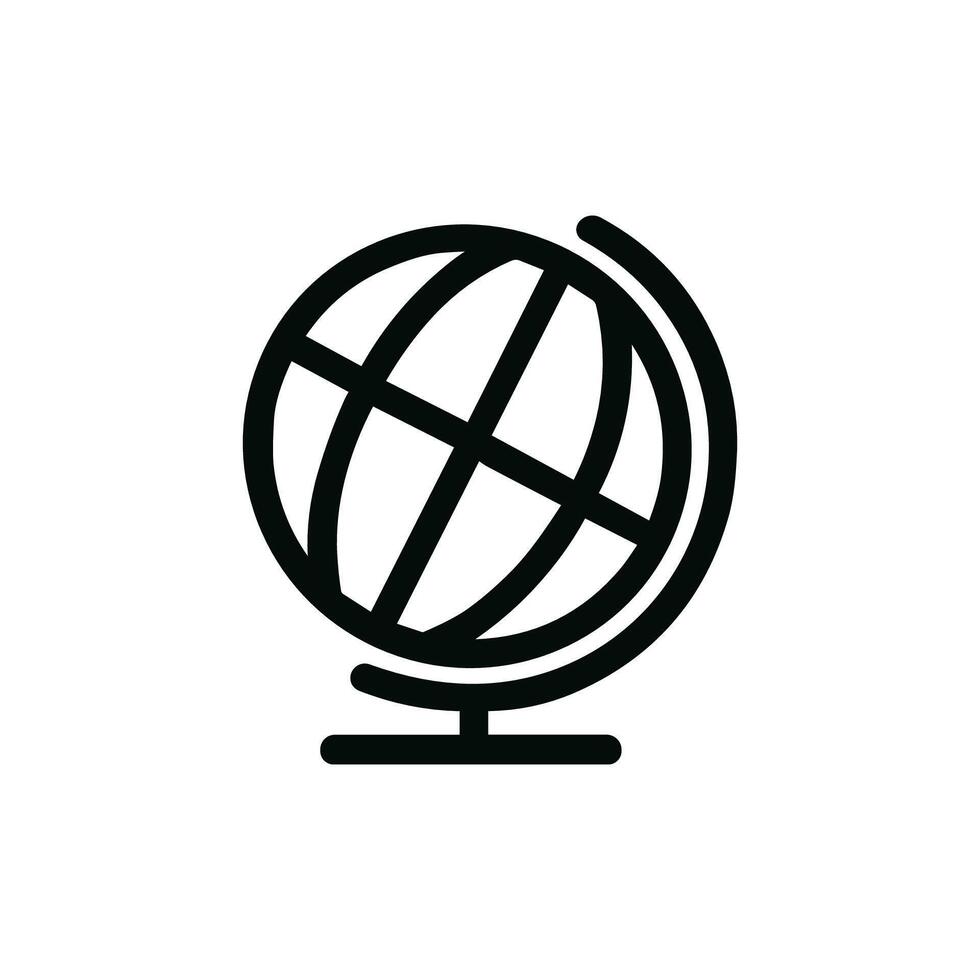 Simple Line Style Globe Icon for Geography and World Exploration vector