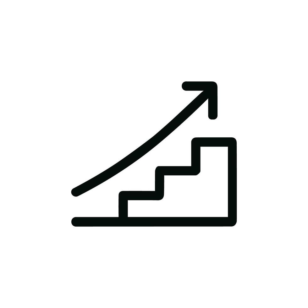 Minimalist Line Stairs with Arrow Up Icon Symbol Graphic vector