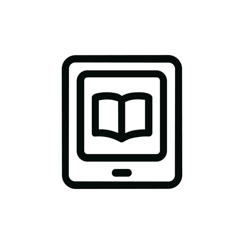 Simple Line Drawing Ebook on Tablet Device Symbol Shape Icon vector