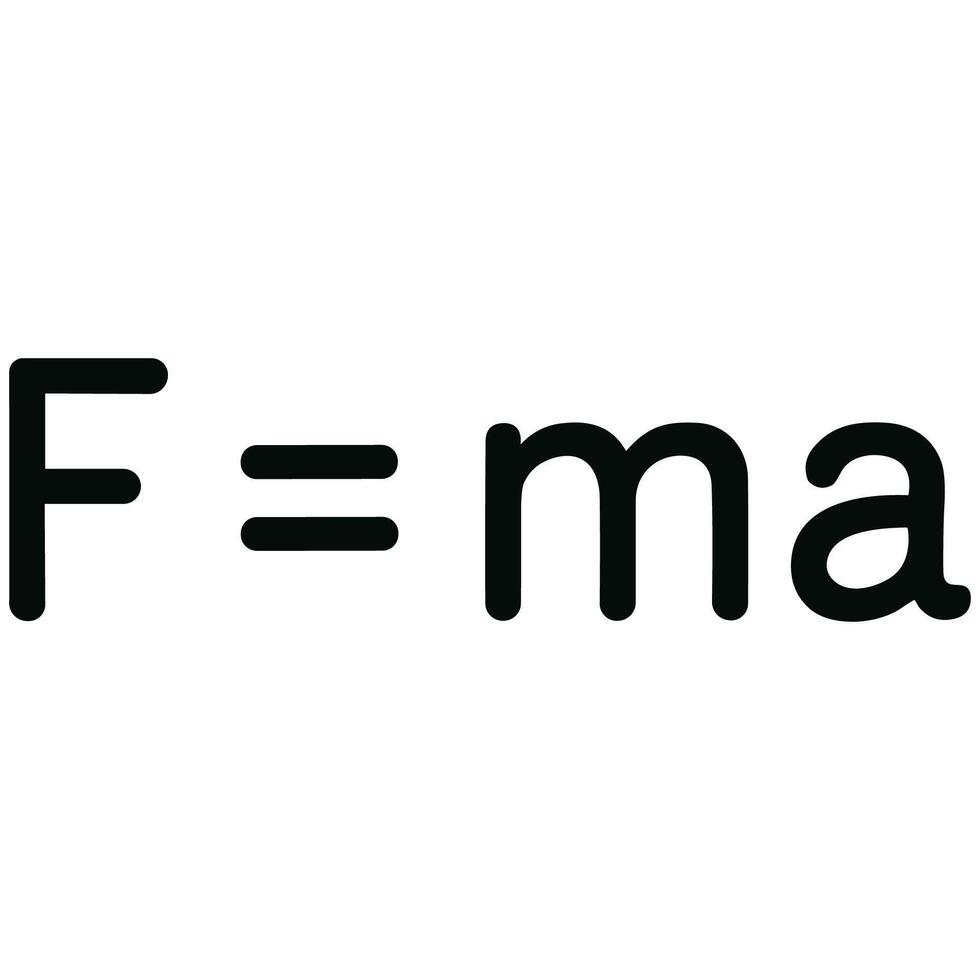 Simple Outline Force Equals Mass Times Acceleration Formula Illustration vector