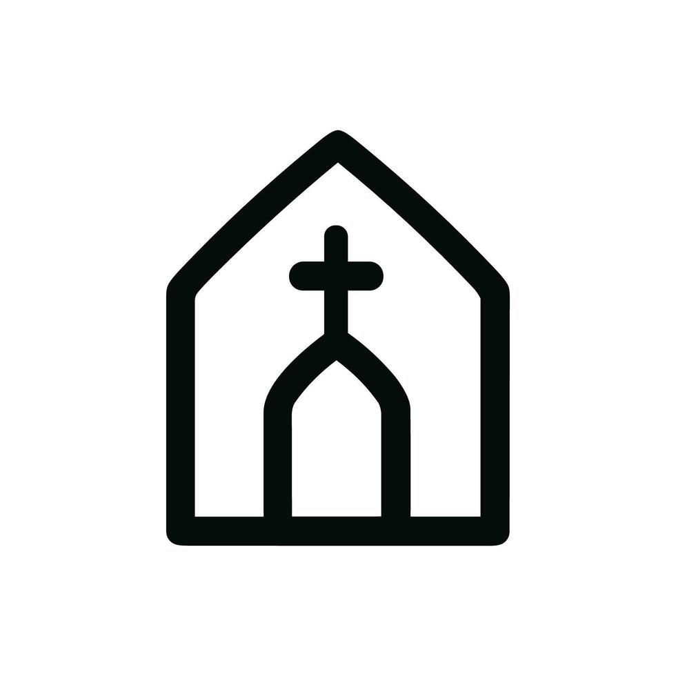 Minimalist Outline Christian Church Building Symbol Graphic Icon vector