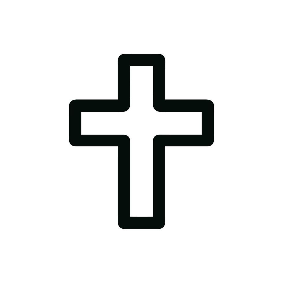 Simple Outline Rounded Christian Cross Symbol Shape Icon Illustration vector