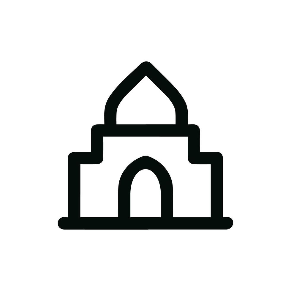 Minimalist Line Style Mosque Dome Shape Architecture Building Landmark Icon vector