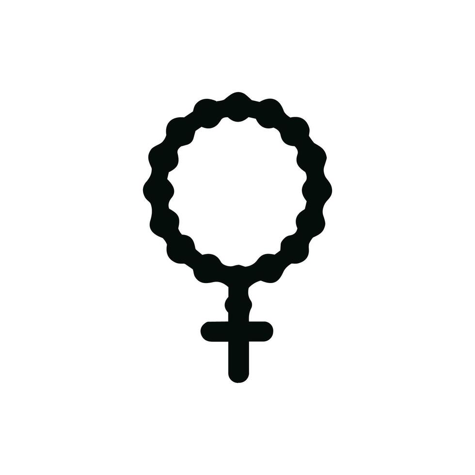 Simple Line Rosary Cross Prayer Beads Religious Symbol Icon Silhouette vector