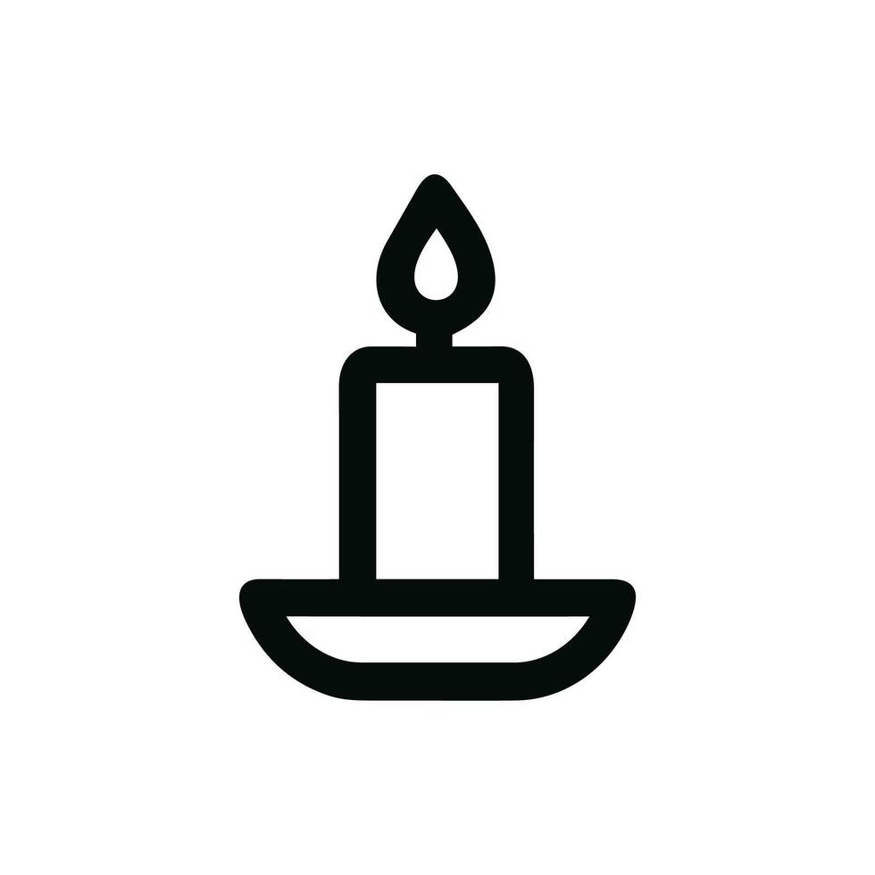 Simple Outline Candle Illustration with Flame in Black Color Icon Design vector
