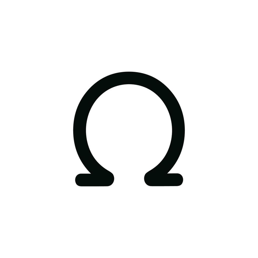 Simple Black Outline Greek Omega Letter Lowercase Symbol Illustration vector