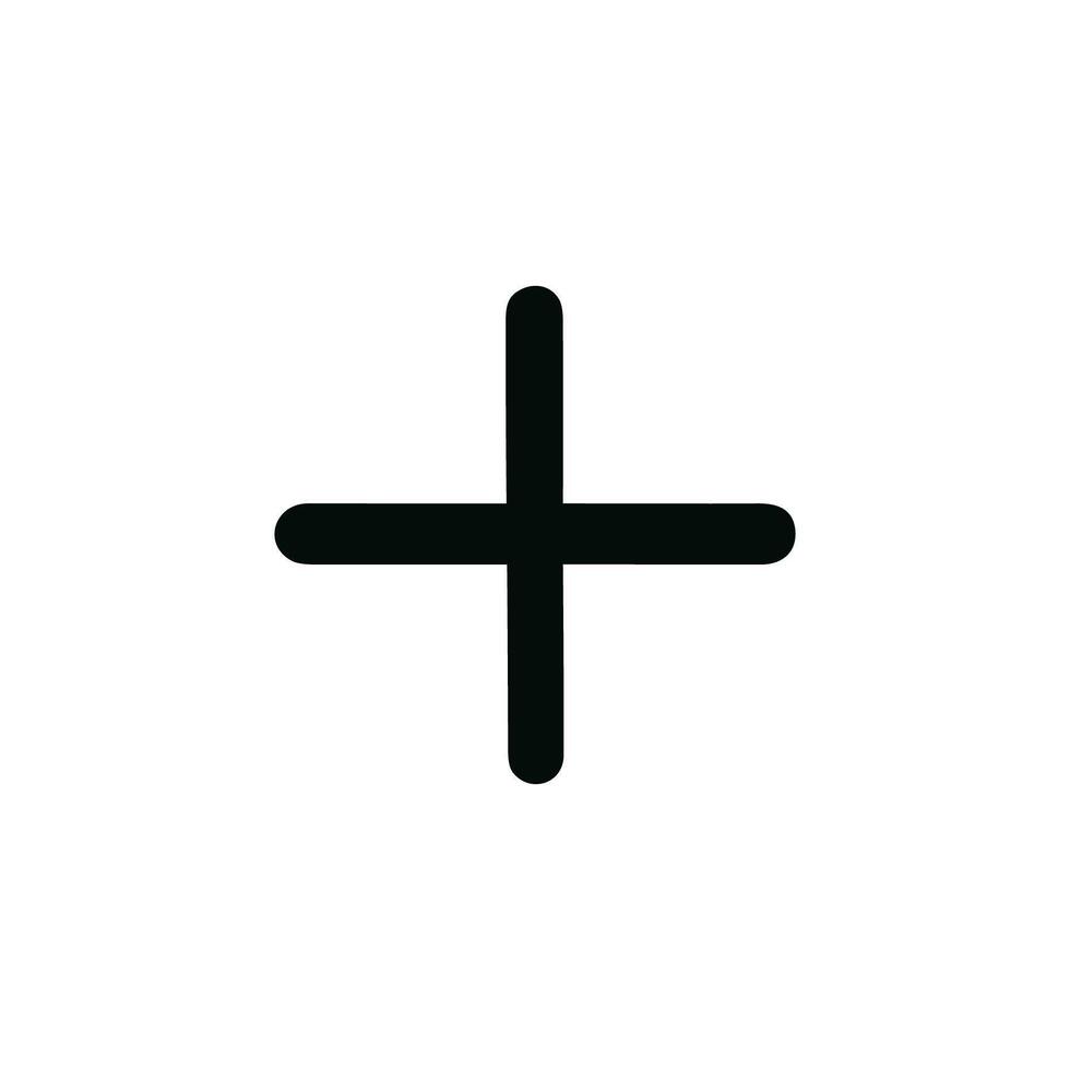 Simple Rounded Line Add Plus Sign Shape Graphic Icon vector
