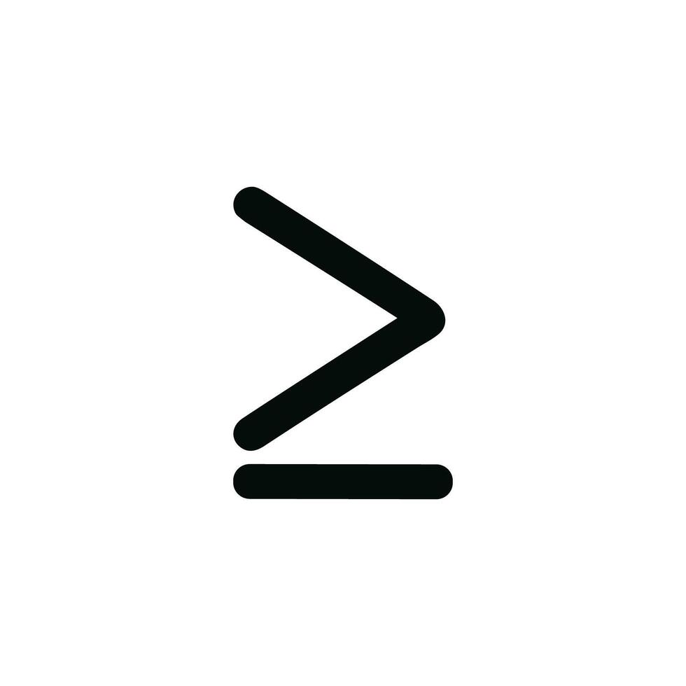 Simple Line Style Greater Than or Equal To Symbol Shape Icon vector