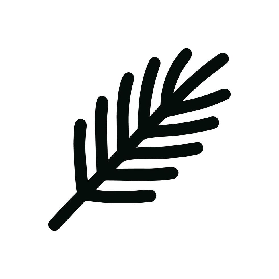 Minimalist Handdrawn Branch of Evergreen Tree Element Icon Symbol vector