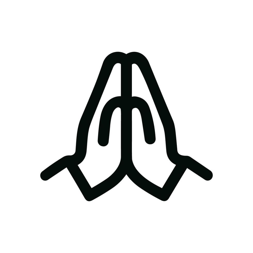 Minimalist Line Art Praying Hands Hopeful Religious Gesture Icon Illustration vector