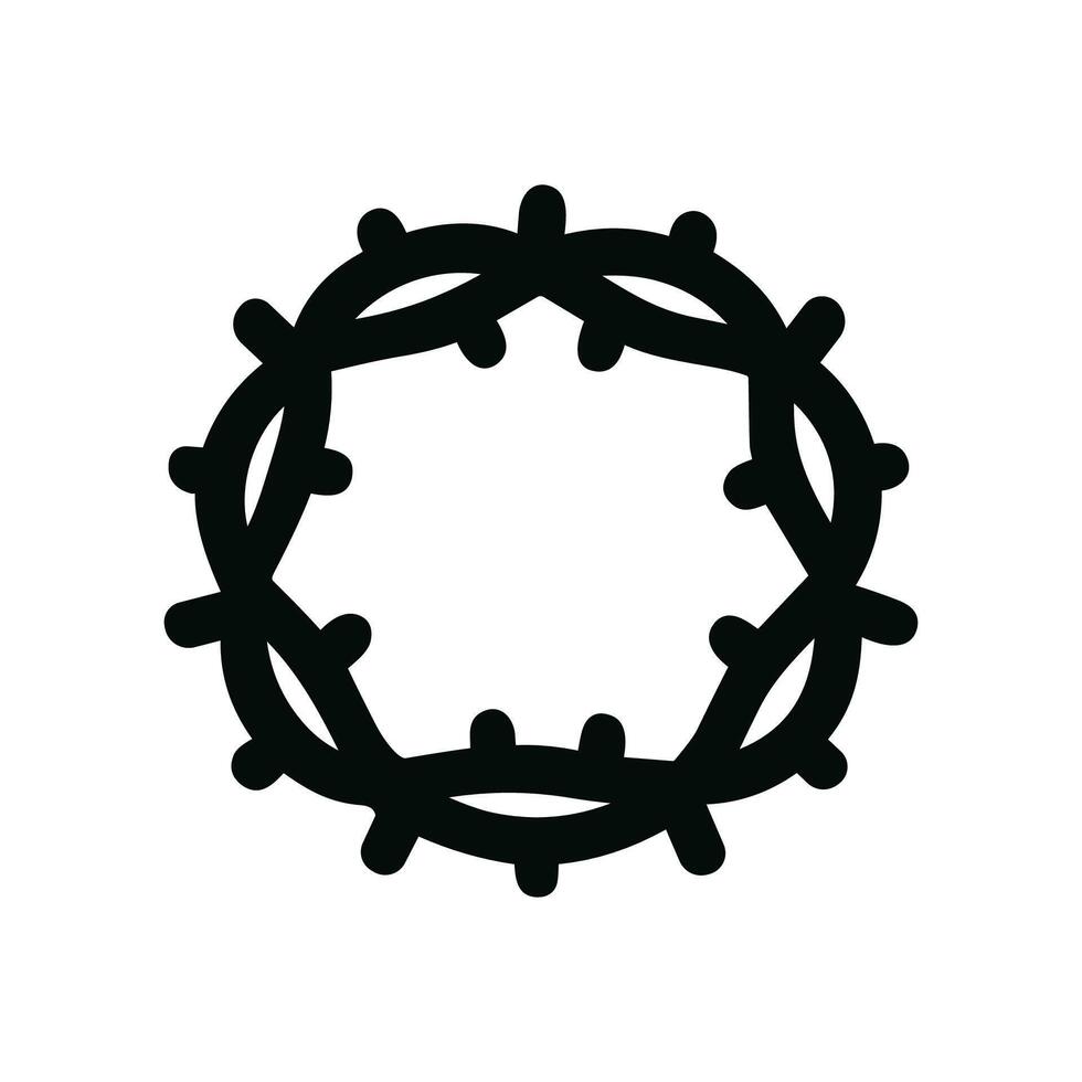 Minimalist Outline Handdrawn Crown of Thorns Religious Icon Symbol vector