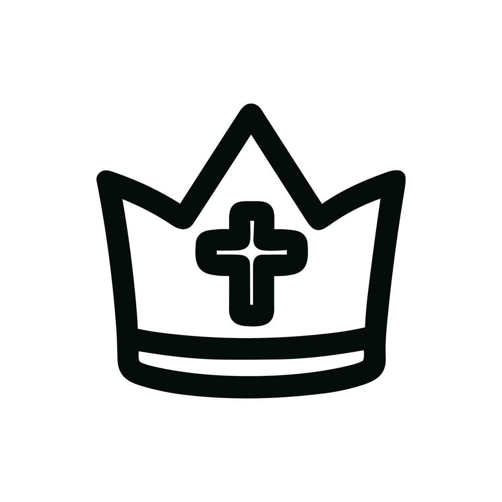 Simple Outline Crown with Cross Decoration Sign Shape Icon vector
