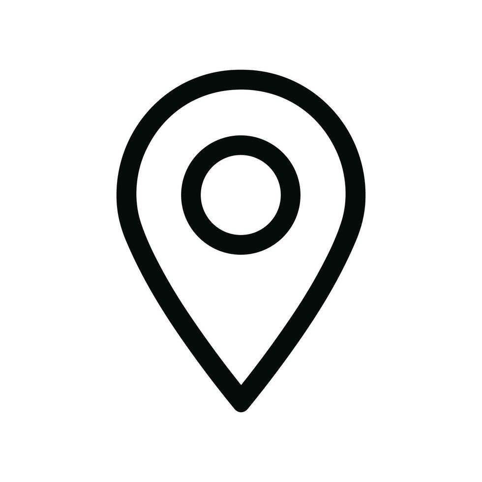 Simple Outline Location Pointer Minimalist Style Black and White Icon vector