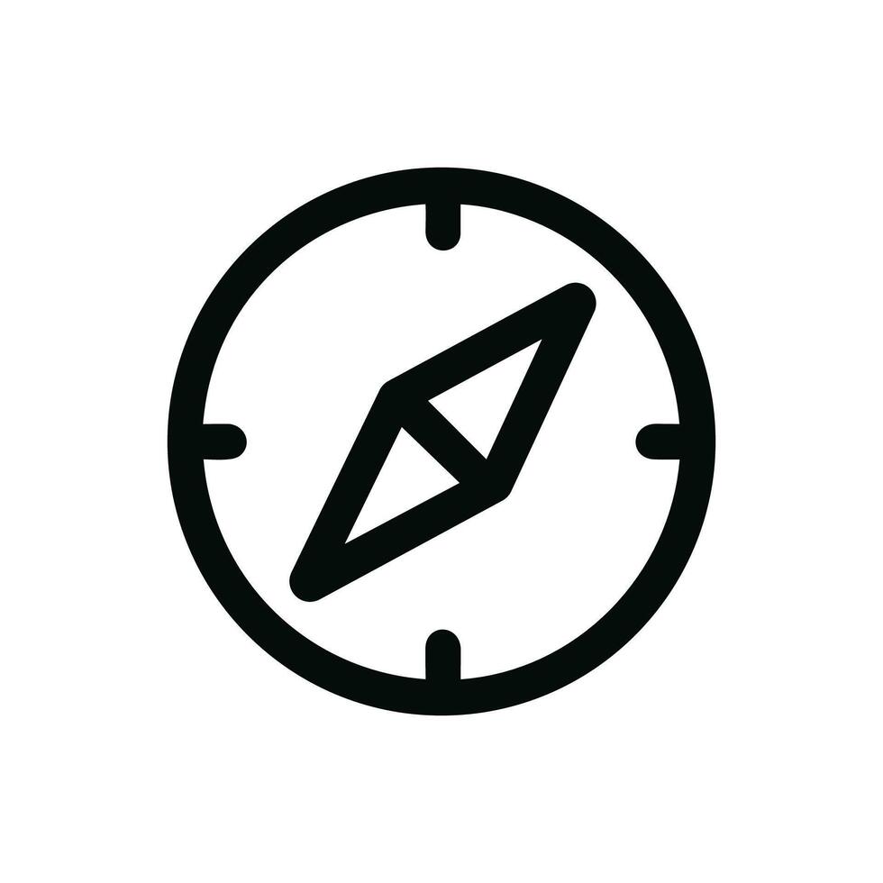 Minimalist Outline Compass Directional Tool Navigation and Orientation Icon Symbol vector