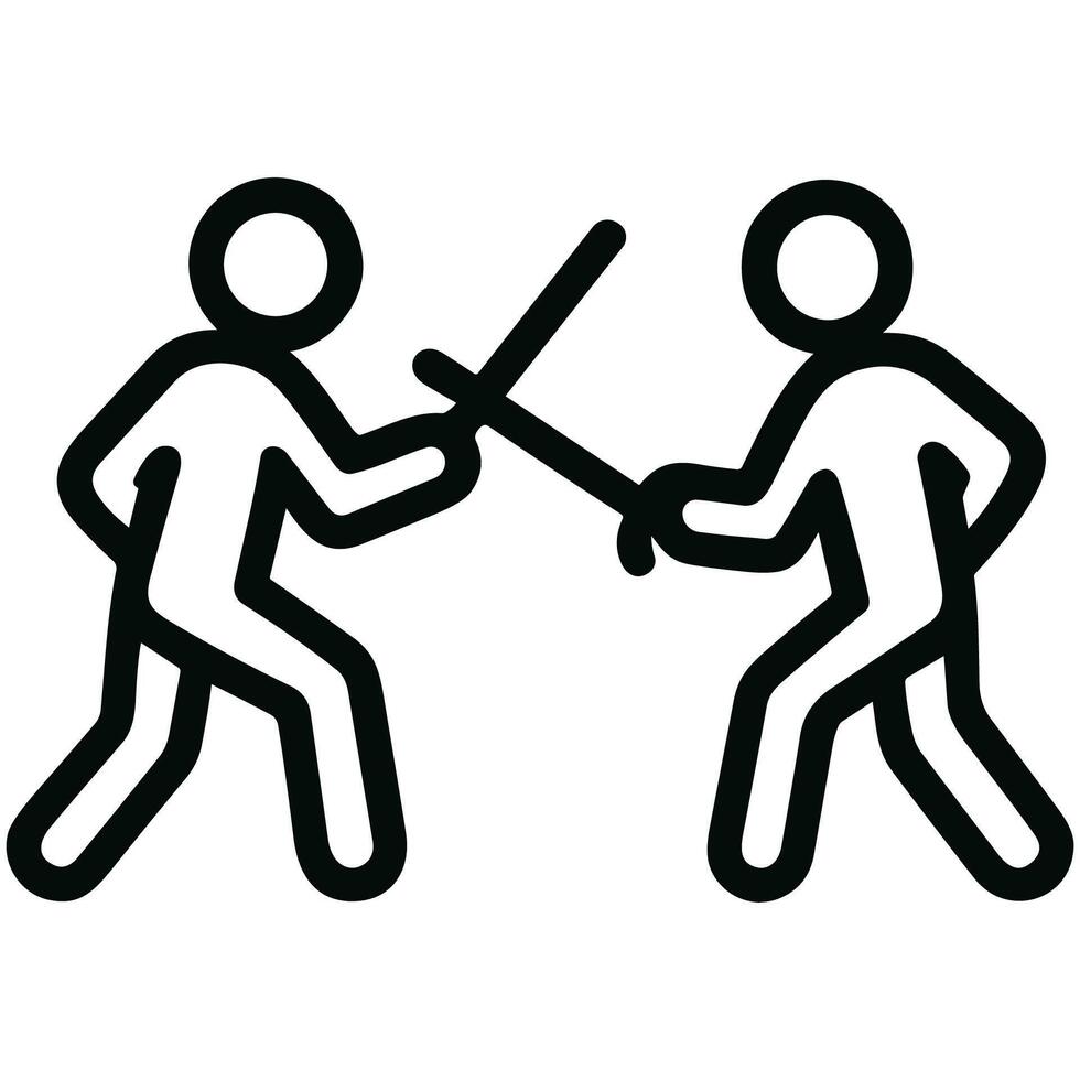 Minimalist Line Art Sword Fight Icon Duel Simple Design vector