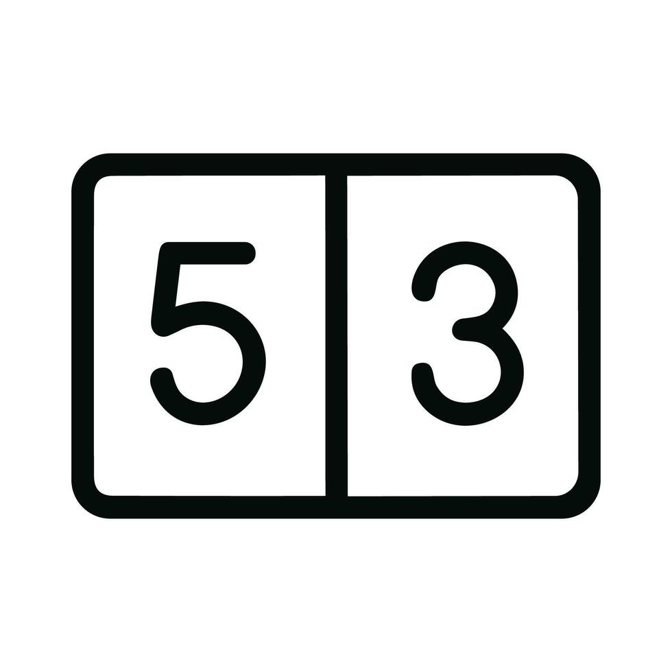 Minimalist Outline Rounded Corner Scoreboard Displaying Number Five and Three Icon vector