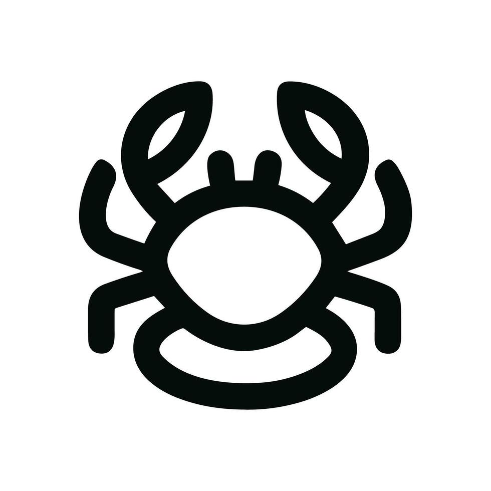 Minimalist Outline Style Crab Animal Icon for Marine Life Illustration vector