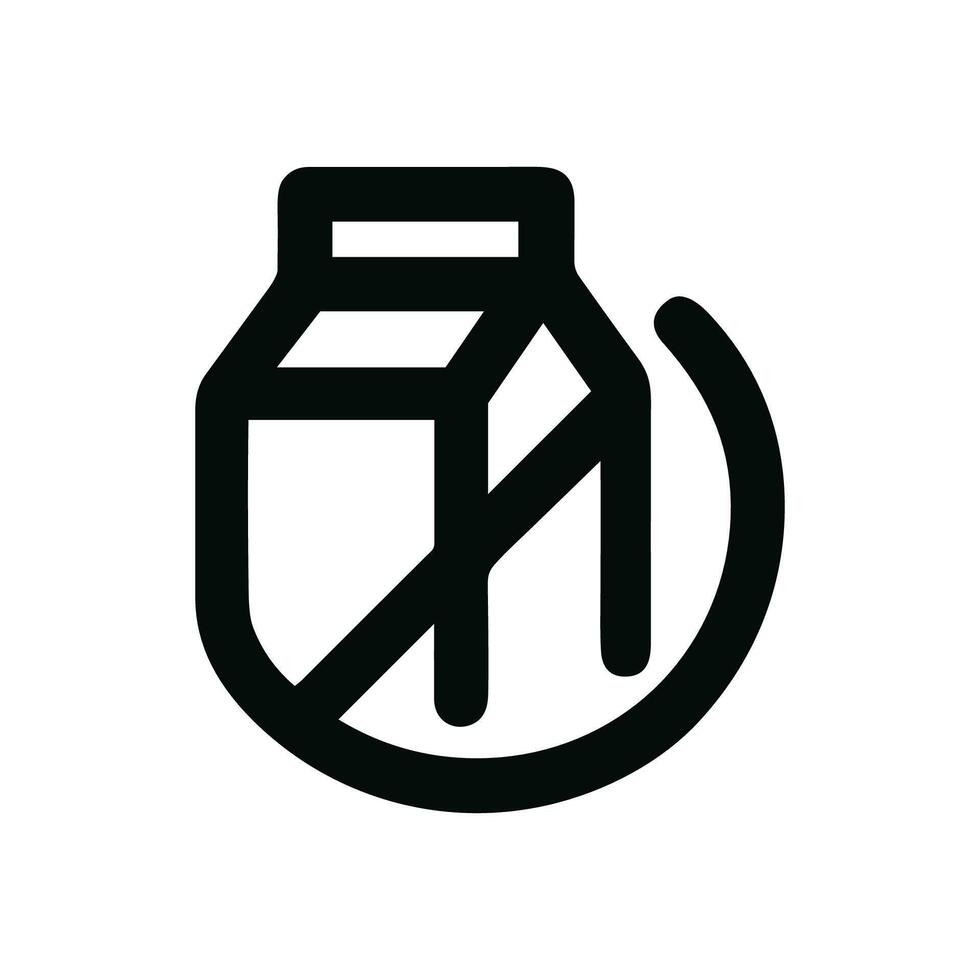 Outline Simple Milk Dairy Free Symbol Allergen Warning Food Icon vector