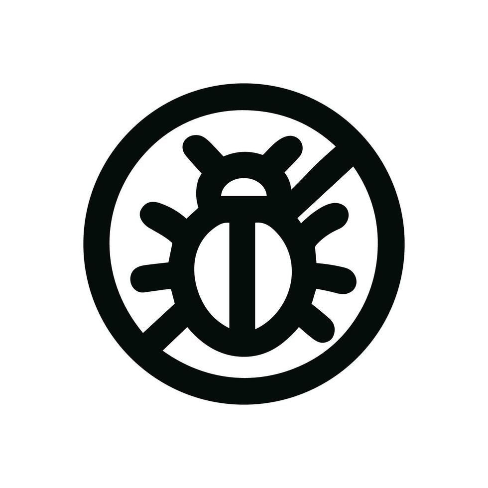 Minimalist Outline Stop Sign with Bug Symbol for Pest Control vector
