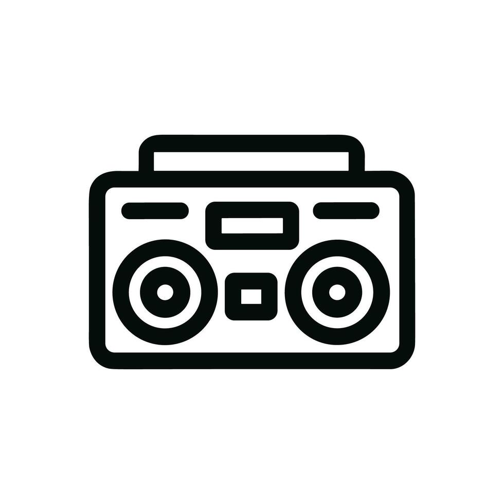 Simple Line Art Vintage Portable Radio Music Player Icon Symbol vector