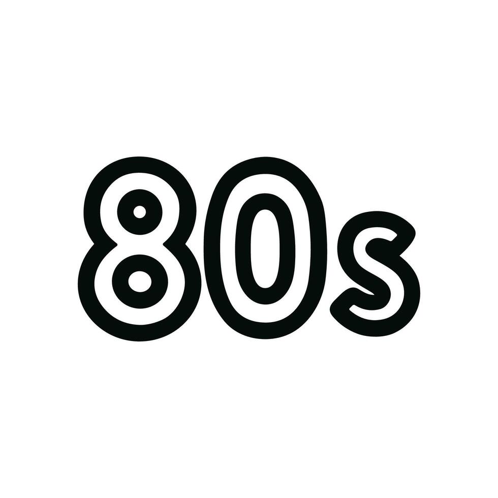 Retro Bold Outline 80s Text Design Element for Nostalgic Graphic vector