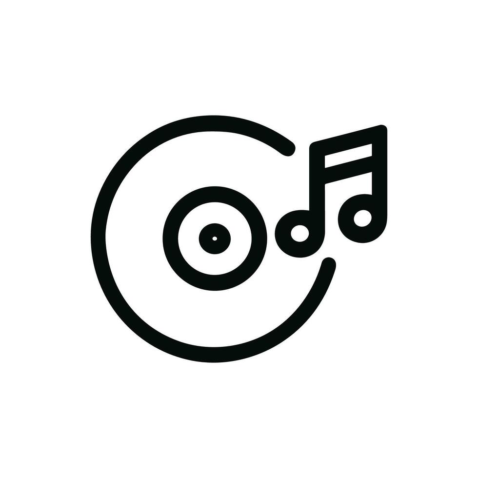 Minimalist Outline Music Record and Note Symbol for Audio Entertainment vector