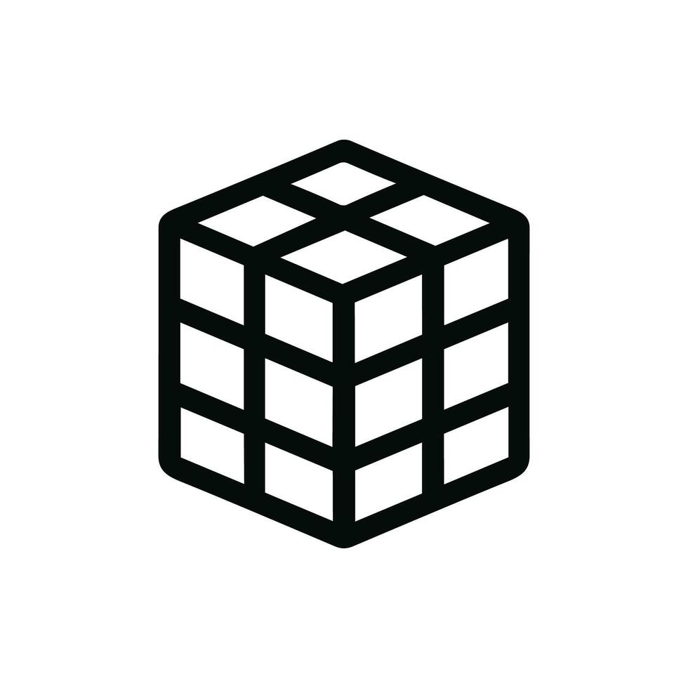 Simple Outline Geometric Cube Shape Puzzle Game Icon Illustration vector