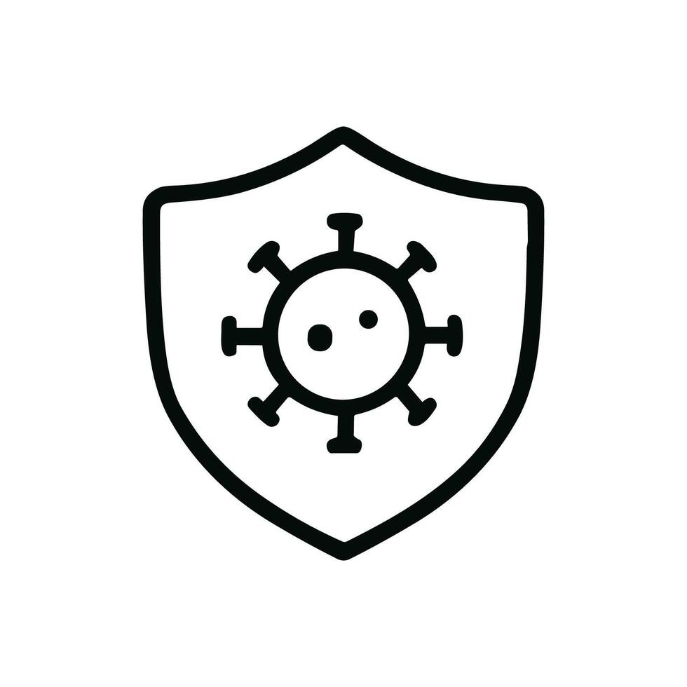 Simple Outline Virus Protection Shield Symbol Prevention and Defence Icon vector