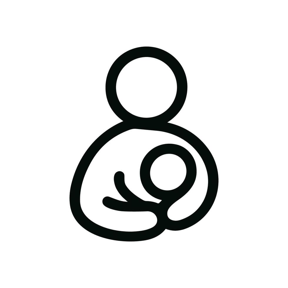 Minimalist Line Drawing Mother Holding Baby Illustration Symbol Icon vector