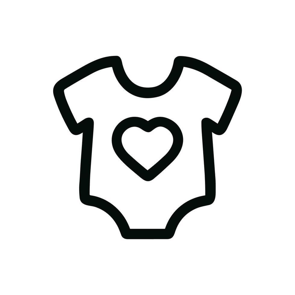 Simple Line Art Baby Onesie with Heart Apparel Icon vector