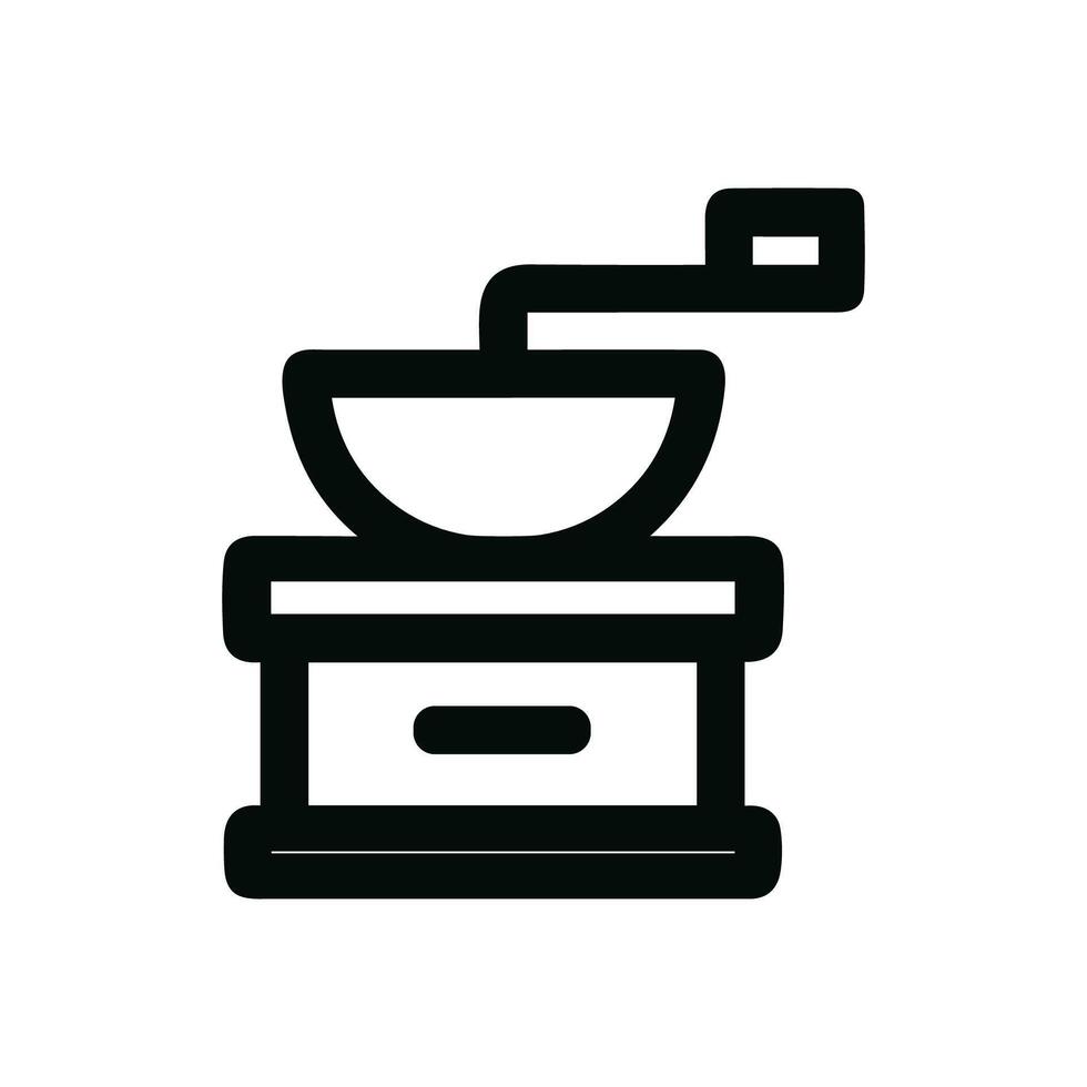 Bold Outline Coffee Grinder Icon Classic Minimalist Design Illustration Symbol vector