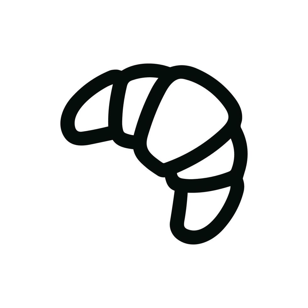 Minimalist Outline Croissant Pastry Dessert Food Bakery Cafe Line Icon vector