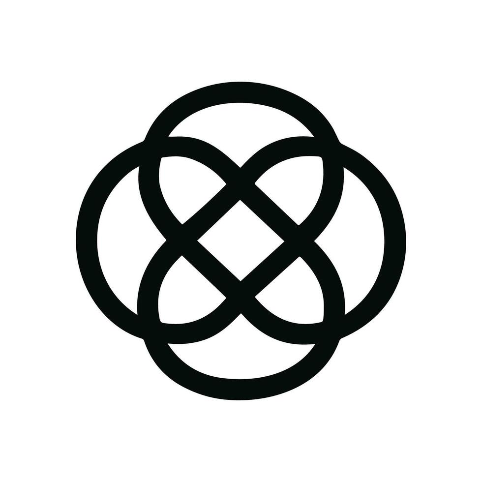 Minimalist Interlocking Circle Geometric Knot Design Element Shape vector