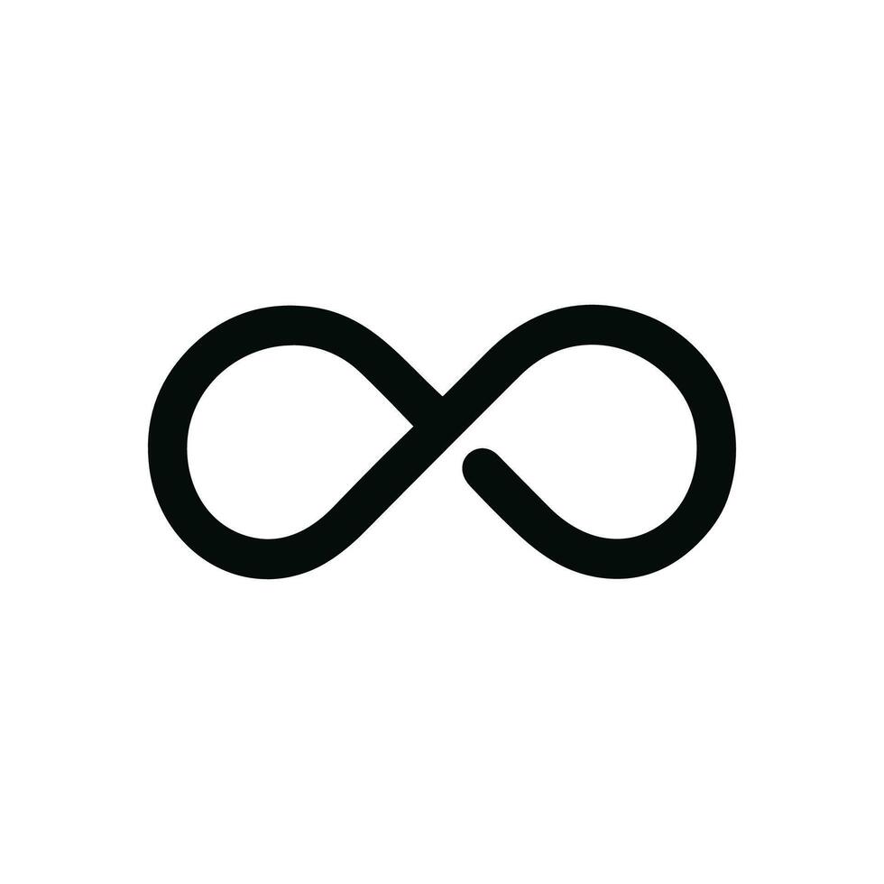 Simple Bold Line Infinity Symbol Shape Loop Icon Element vector